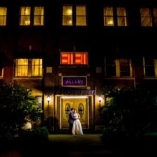 Image of bride and groom outside Northwest Indiana premier banquet hall, The Allure Wedding Venue